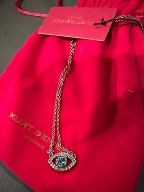 Kurt Geiger Gold-Tone Necklace with Blue Crystal Eye Pendant